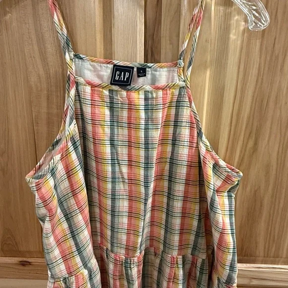 GAP Women’s Multi Color Plaid Cottagecore Prairiecore Feminine Maxi Sundress - Picture 5 of 13